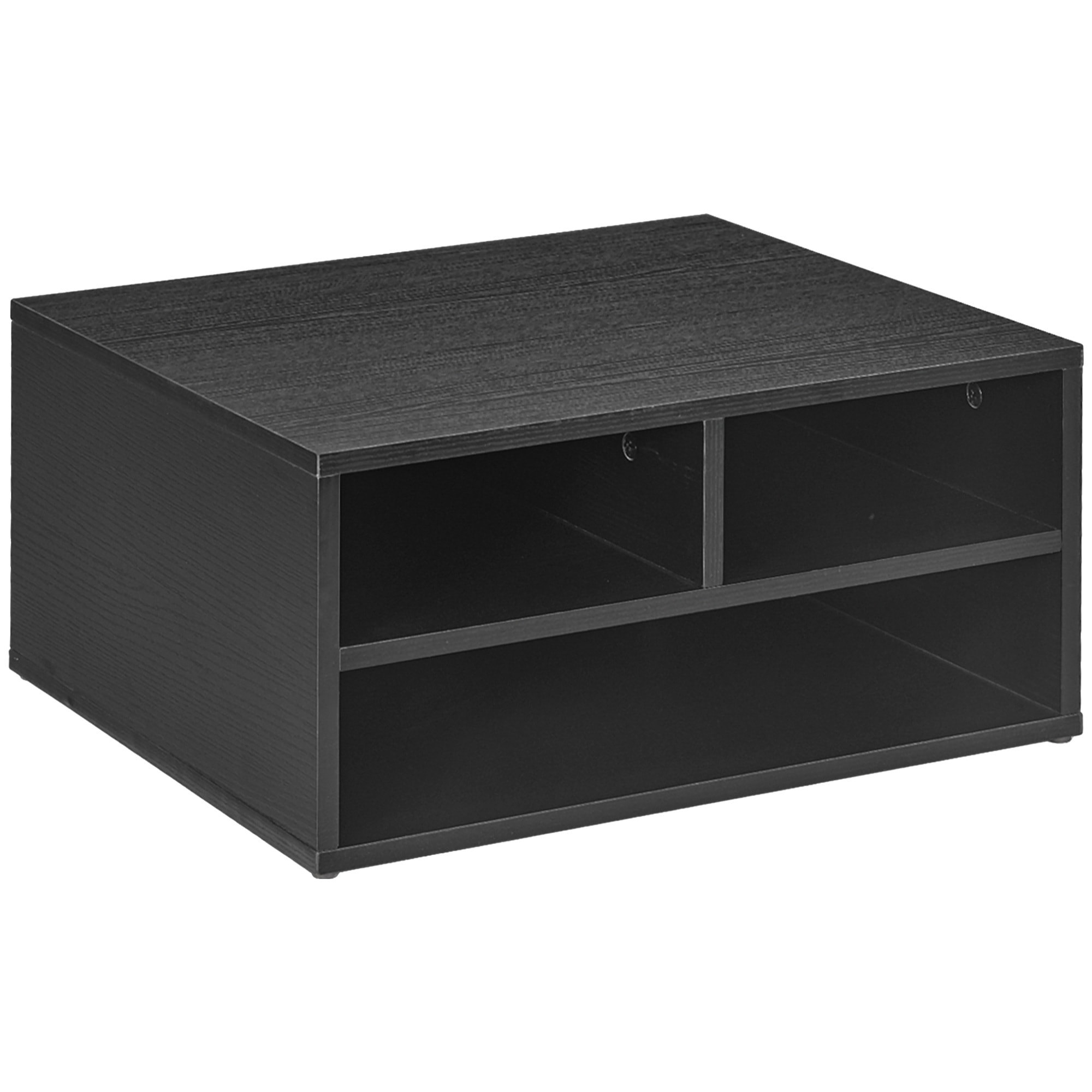 Mueble Impresora de 2 Niveles Soporte de Impresora con 3 Compartimentos Estilo Moderno para Dormitorio Oficina Salón 47x40x22,5 cm Negro