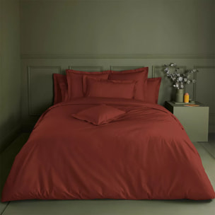 Housse de couette percale de coton 115 g/m² uni rouge La percale francaise grenat