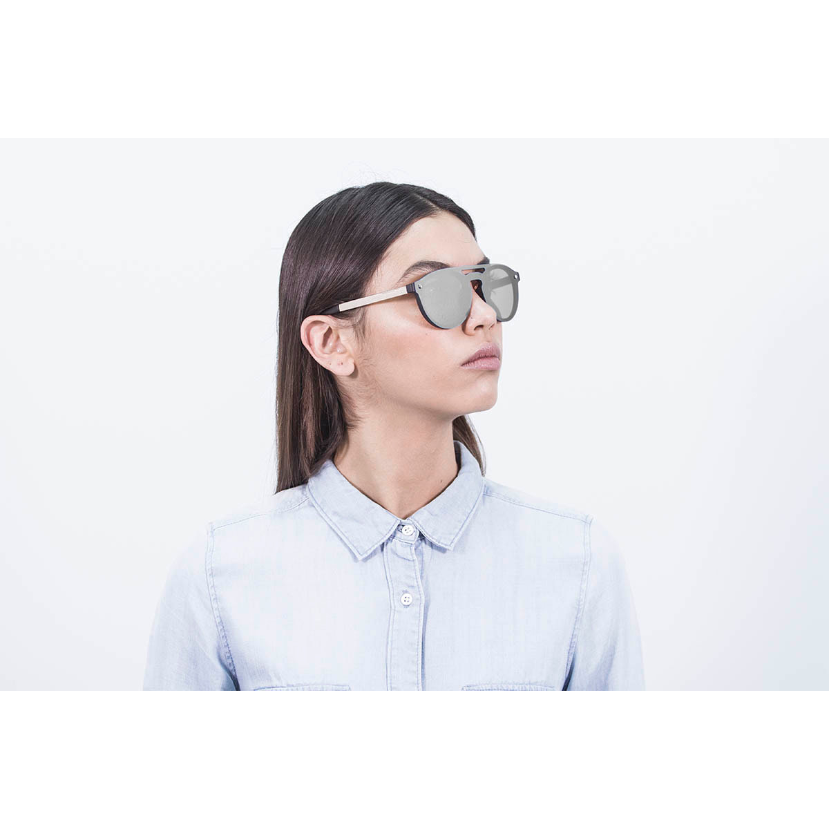 Gafas de sol OCEAN SAN MARINO - Negro mate con patillas de metal dorado y / Planas de espejo plateado