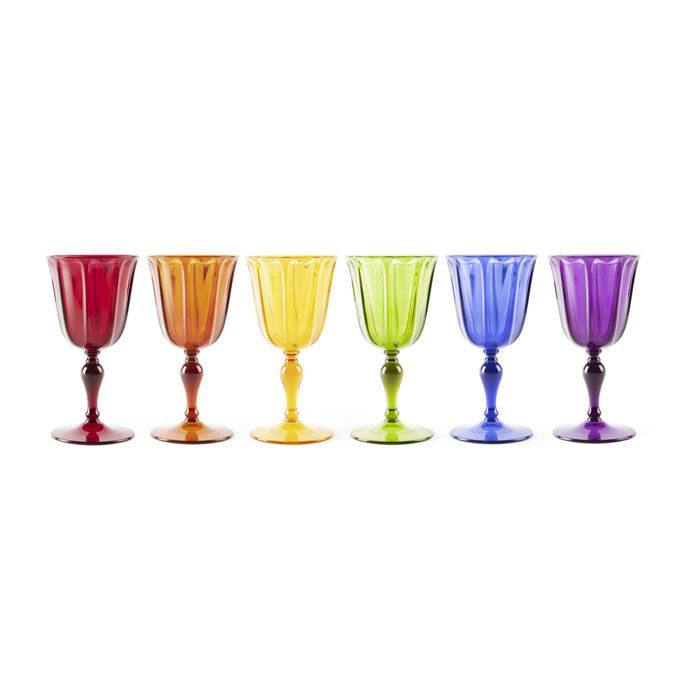 Set de 6 verres à pied Excelsa Country Color, plastique, 25 cl, multicolore