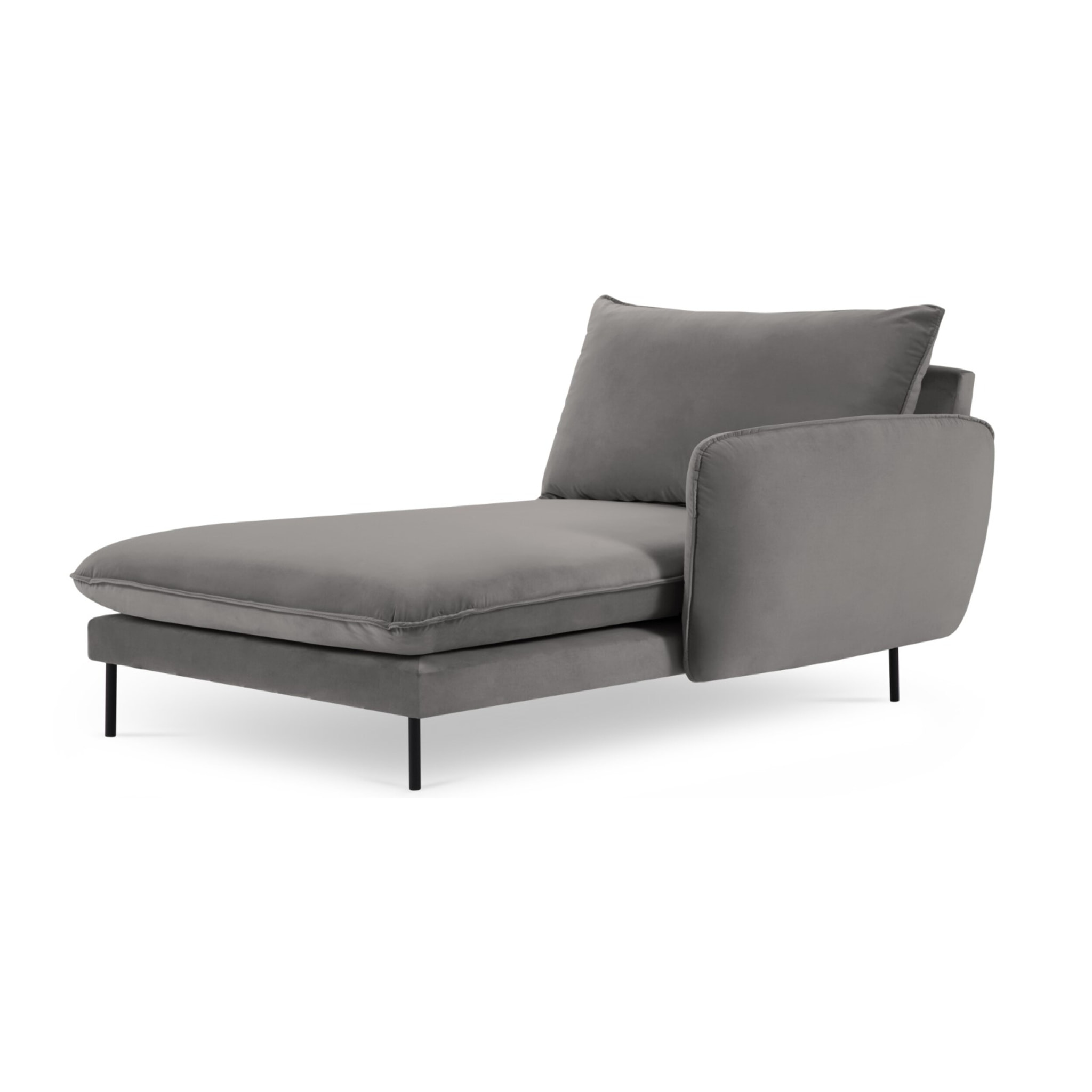 Méridienne droite "Vienna" en velours gris clair