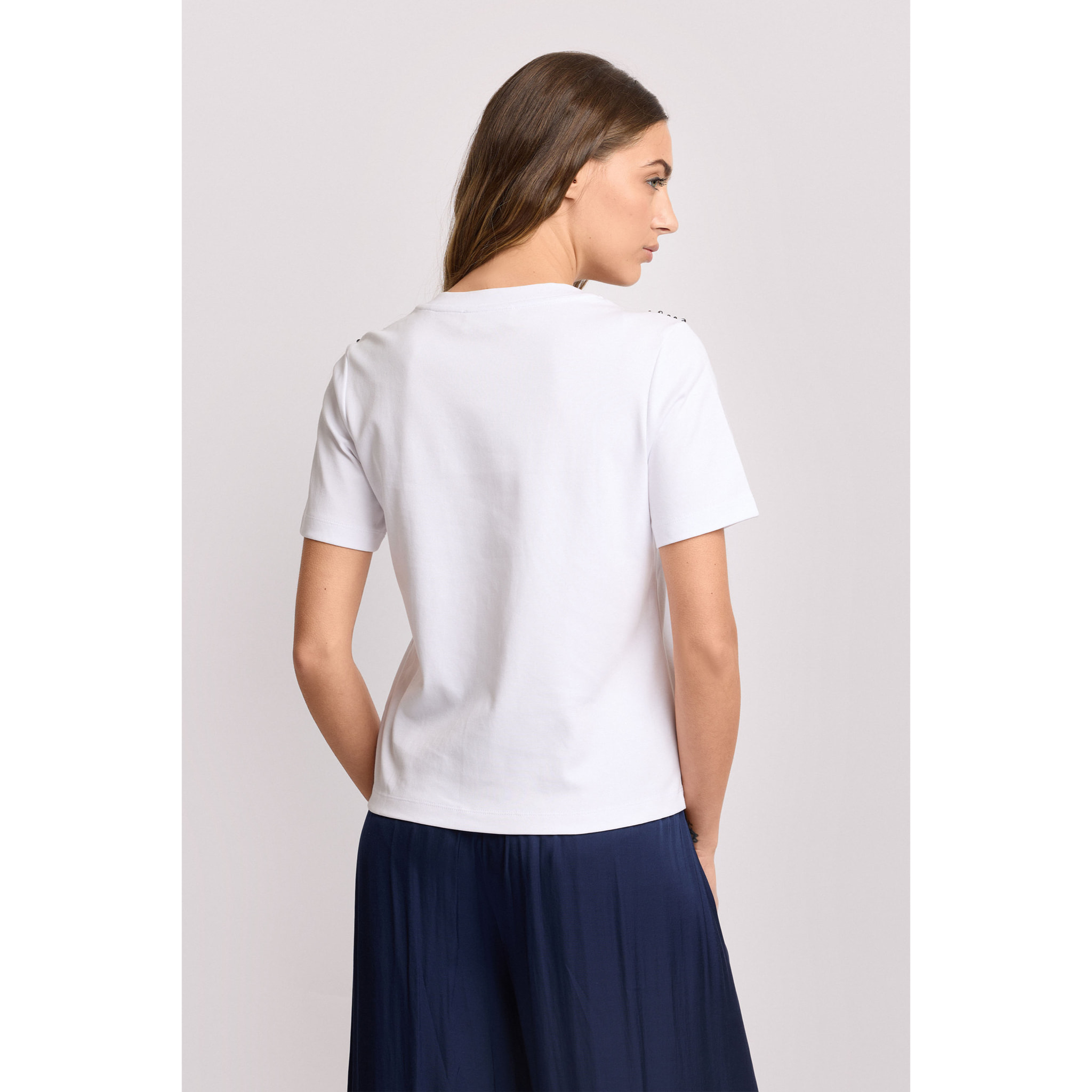 Kocca - T-shirt con applicazioni gioiello Donna, Tinta unita, Girocollo