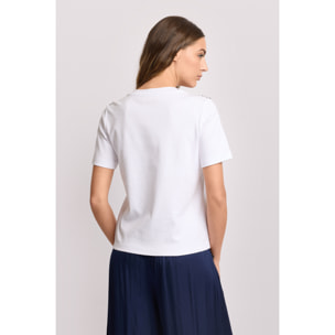 Kocca - T-shirt con applicazioni gioiello Donna, Tinta unita, Girocollo