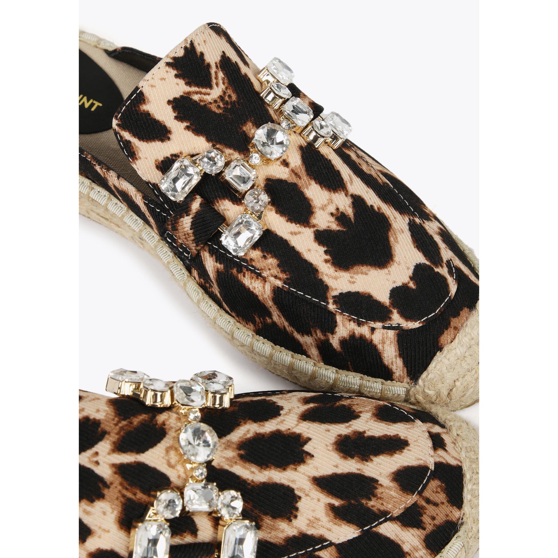 Espadrillas basse stampa animalier dettaglio strass