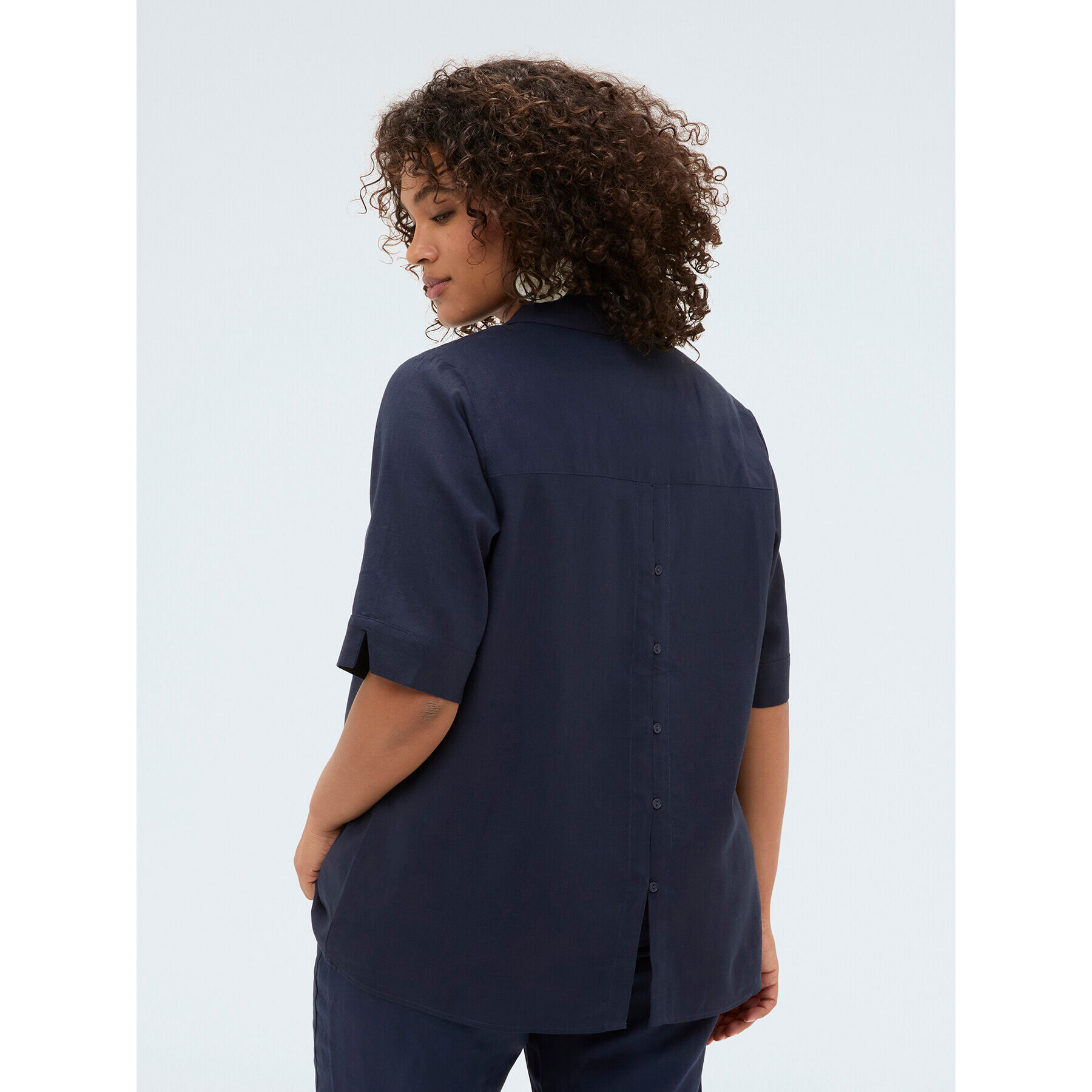 Fiorella Rubino - Camisa boxy en mezcla de lino y viscosa - Azul