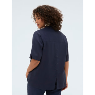 Fiorella Rubino - Camisa boxy en mezcla de lino y viscosa - Azul