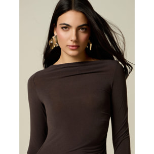 Oltre - T-shirt misto cashmere con drappeggio - Marrone