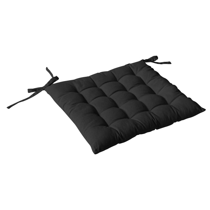 Galette de chaise piquée 16 points en coton et nouettes - Gris anthracite