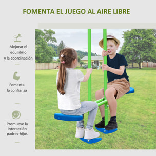 Juego de Columpios de Jardín de Metal con Altura Ajustable Columpios para Niños de +3 Años con Columpio Doble Balancín para Patio Terraza 280x140x178 cm Verde