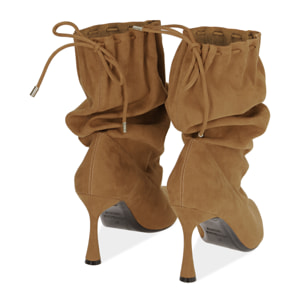 Ankle boots cognac in microfibra, 8,5 cm