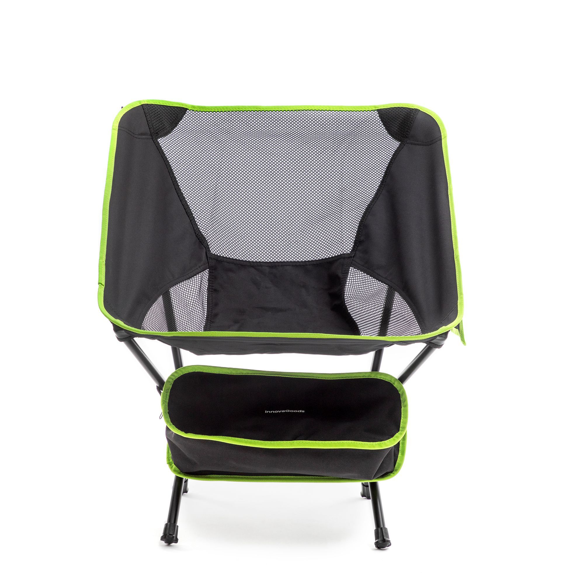 Sedia da campeggio pieghevole Folstul - nera e verde - 58 x 64 x 52,5 cm