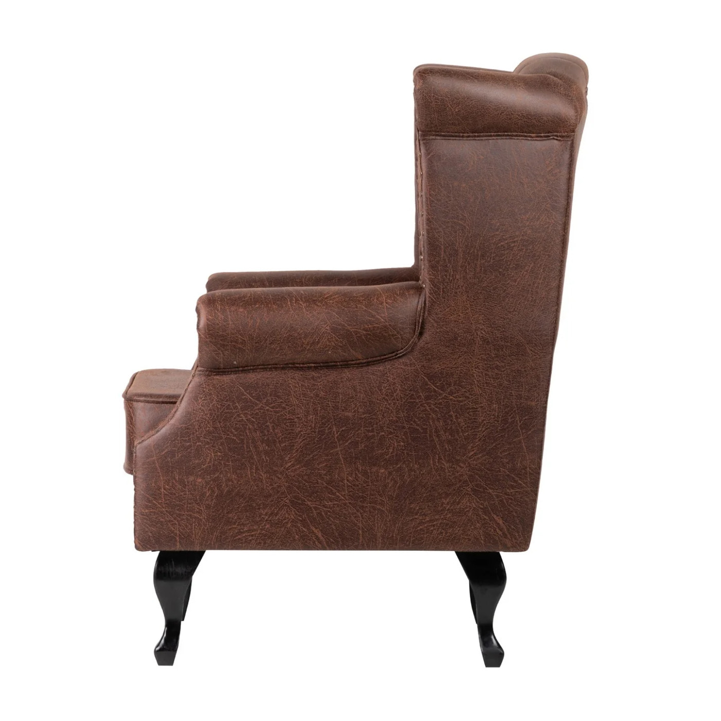 Sillon Pu Marron Patas Madera 70x76x106 Cm