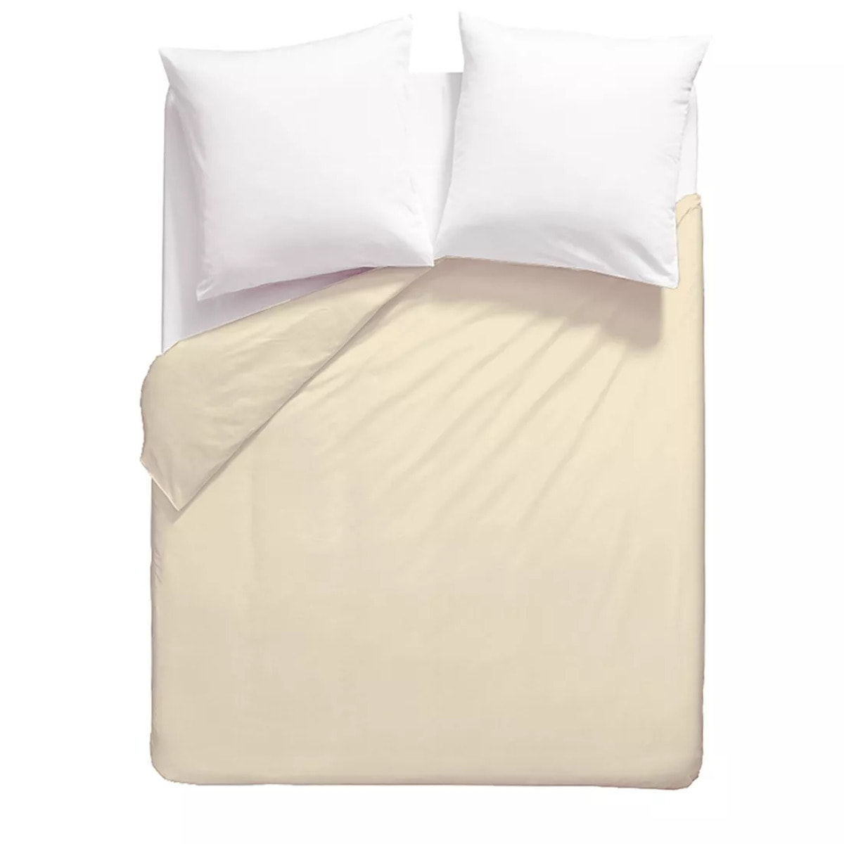 Housse de couette percale de coton uni ivoire Giulia ivoire