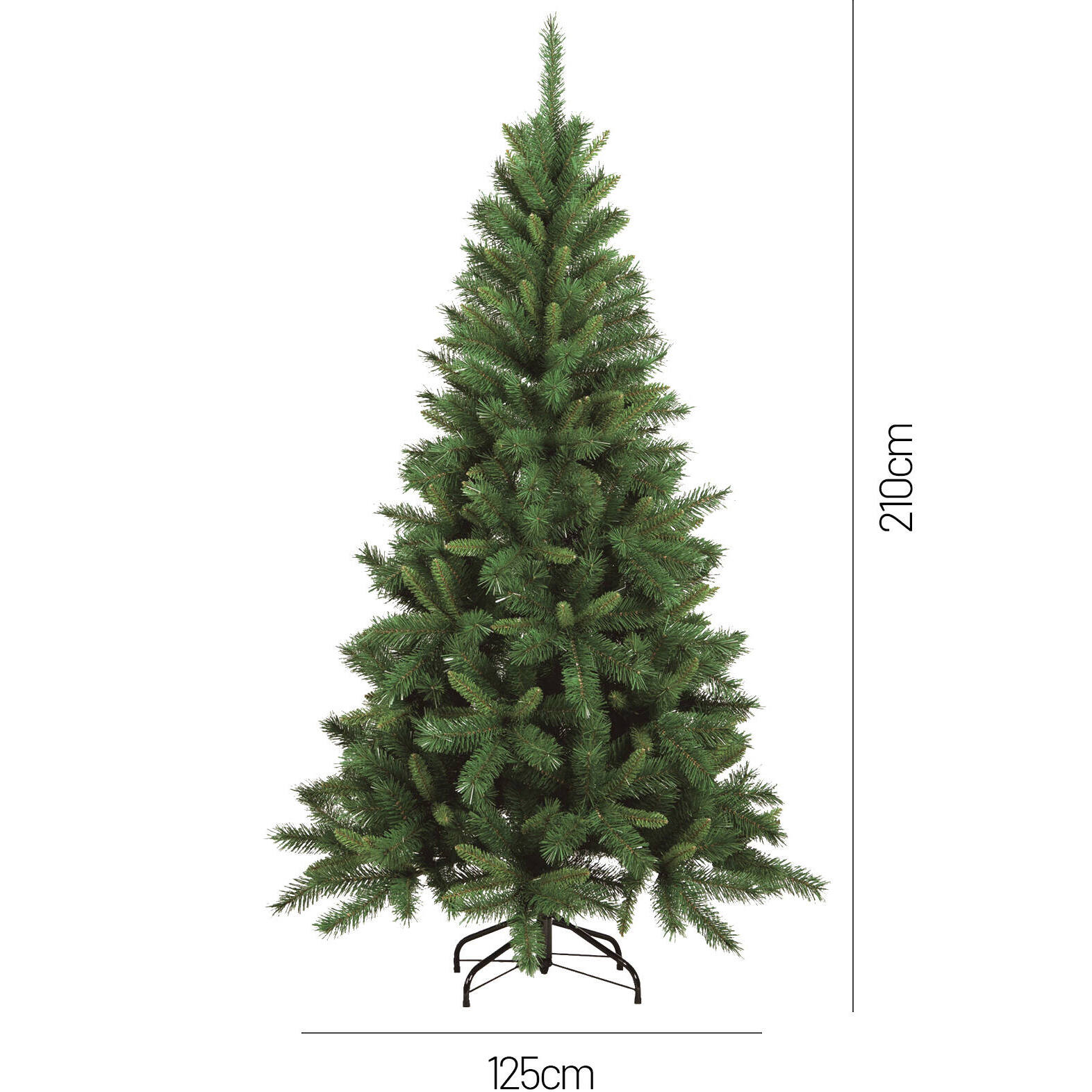 Albero di Natale 240 cm Sugarplum, Pino artificiale, Albero effetto reale, Alberello natalizio extra folto, 120x120 h240 cm, Verde