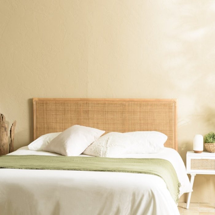 KALLY - Tête de lit rect. 140/160cm 'cannage' rotin couleur brun miel
