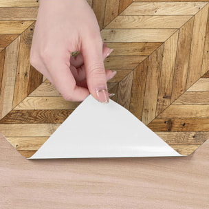 Revêtement sticker sol - CHEVRONS BOIS MIXTE - Rouleau adhésif Protection Anti-dérapant