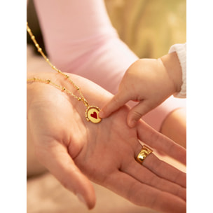 Charm Medaglione Doppio Mamma Lovely Heart Placcato Oro