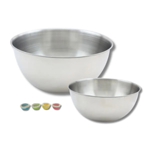 Set comprenant 1 Lot de 100 barquettes alimentaires jetables, 1 spatule Zenker et 2 bols à mixer en inox Fackelmann
