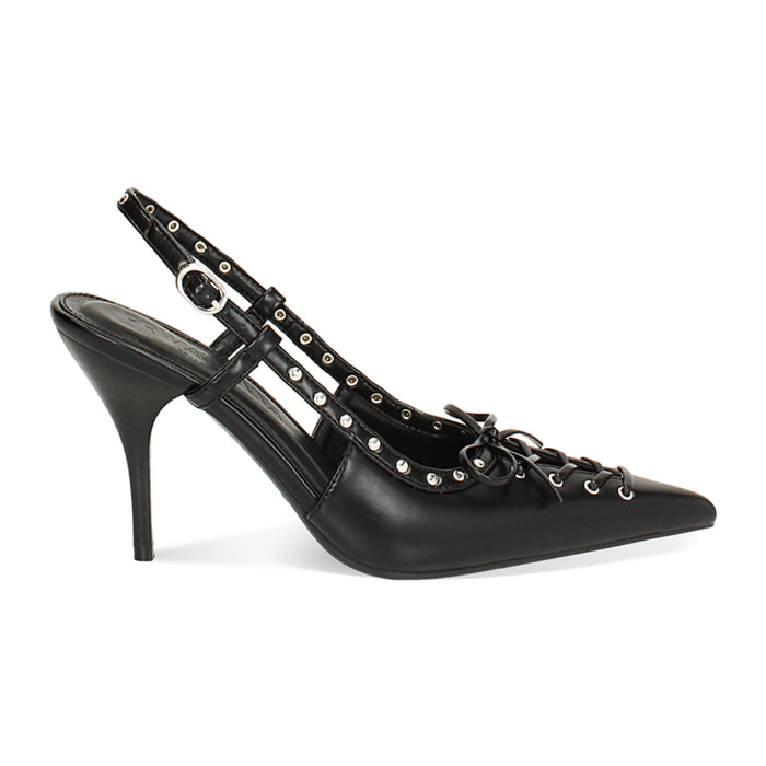 Décolleté slingback donna nere allacciate