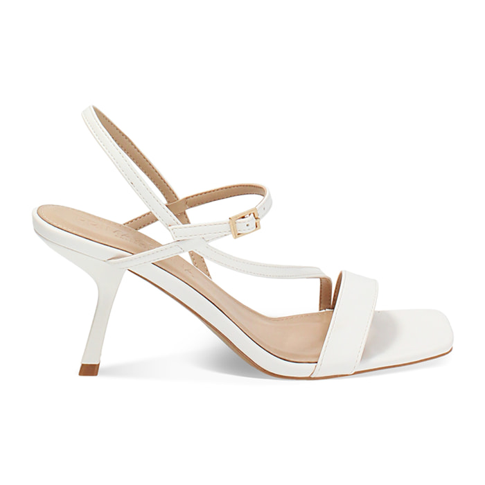 Sandalo donna bianco moderno, tacco 7,5 cm