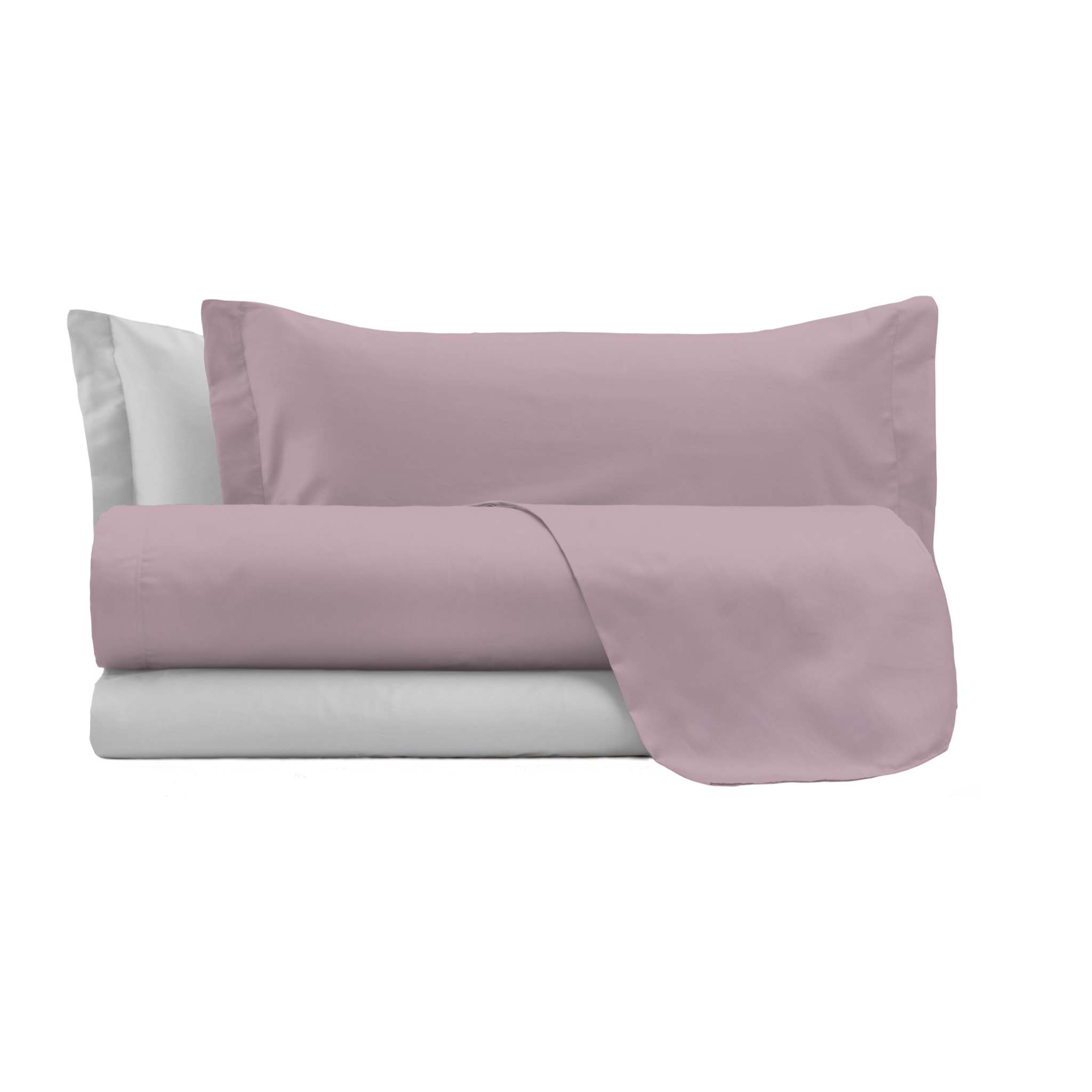 COMPLETO LETTO NATURAL COLOUR MADE IN ITALY COTONE-ROSA ANTICO/GRIGIO CHIARO MATRIMONIALE