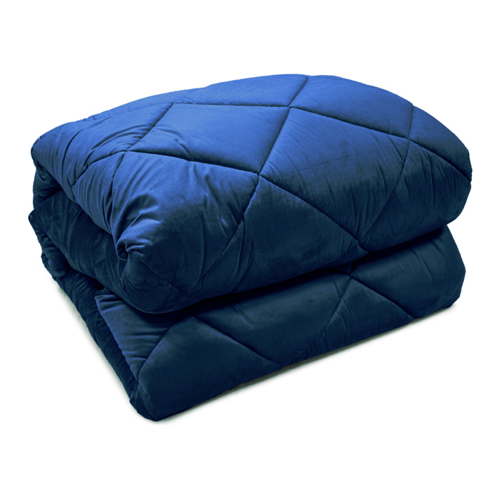 TRAPUNTA INVERNALE MATRIMONIALE IN VELLUTO BLU NAVY PRODOTTO ITALIANO