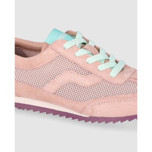 Deportivos de Serraje - Rosa - Tacón: 1 cm