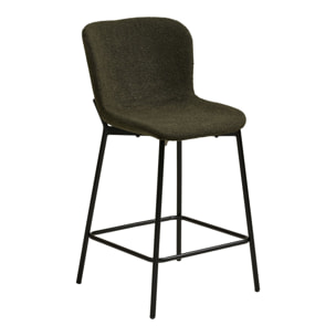 Set 2 sgabelli counter Maceda in bouclé verde scuro con gambe nere 47x55x95 cm