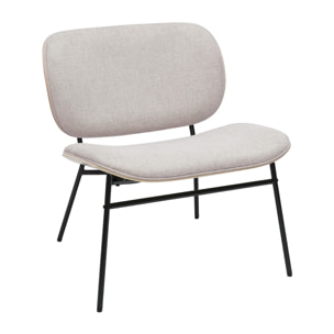 Fauteuil en tissu effet velours texturé beige et métal noir SHELBY