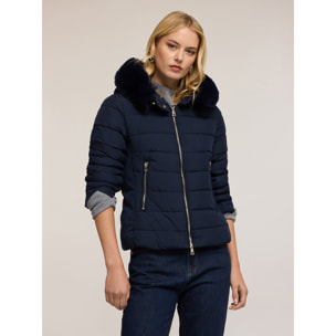 Motivi - Piumino corto con cappuccio - Blu