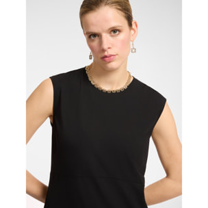 Elena Mirò - Vestido longuette en tejido de punto - Negro