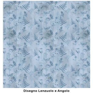 Lenzuolo Inferiore Angolare SOFFIONE AZZURRO 100% Cotone e Made in Italy floreale natura