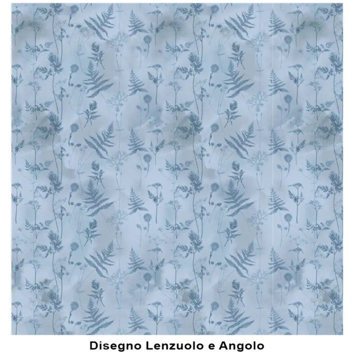 Lenzuolo Inferiore Angolare SOFFIONE AZZURRO 100% Cotone e Made in Italy floreale natura