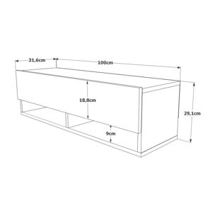 Mobile porta TV Dfantin, Credenza da soggiorno, Armadio basso per TV, Base parete attrezzata, 100x32h29 cm, Quercia e Bianco