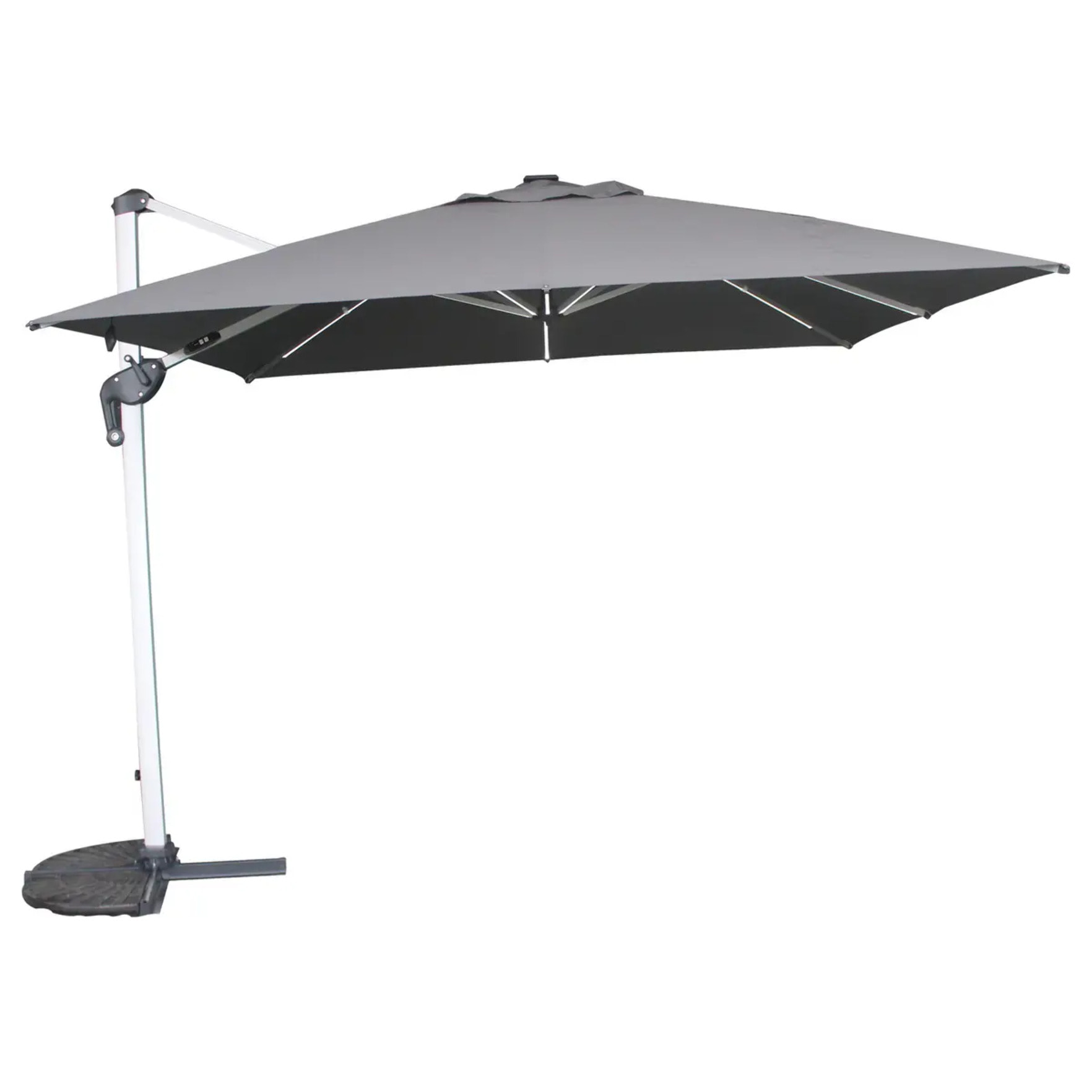 Parasol déporté carré Équador Ardoise avec LED