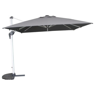 Parasol déporté carré Équador Ardoise avec LED