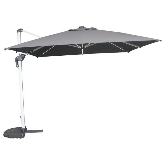 Parasol déporté carré Équador Ardoise avec LED