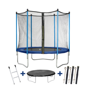 Trampoline "Happy" - Ø 1.80 m - Avec filet + échelle + couverture + kit d'ancrage