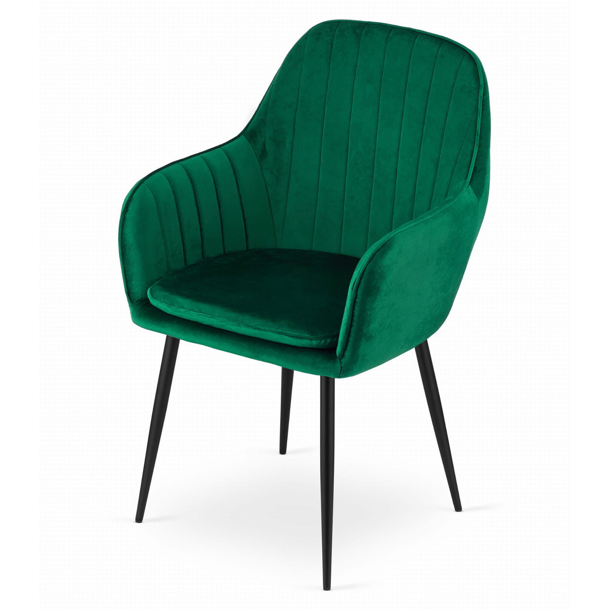 Sedia di design Lugo in velluto verde con gambe nere