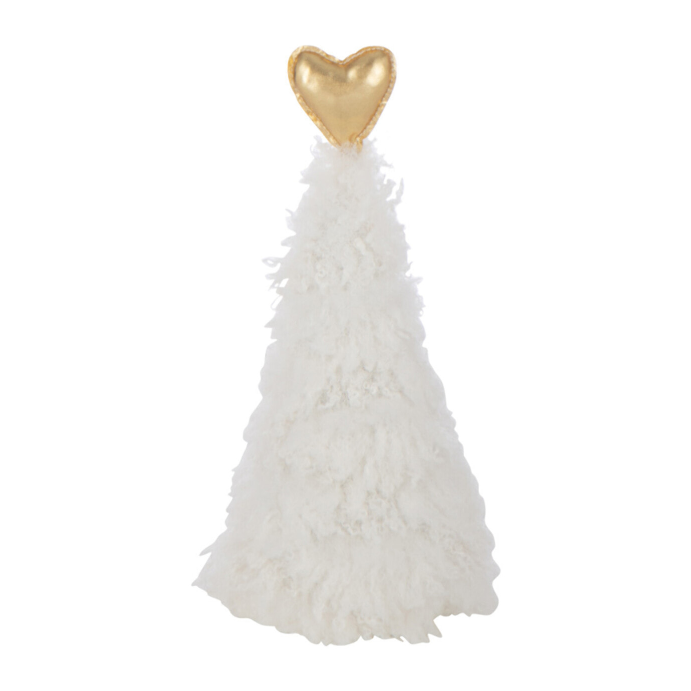 J-Line décoration Sapin de Noël Cœur - polyrésine - blanc/or - extra small