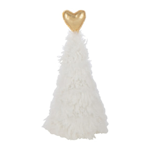 J-Line décoration Sapin de Noël Cœur - polyrésine - blanc/or - extra small
