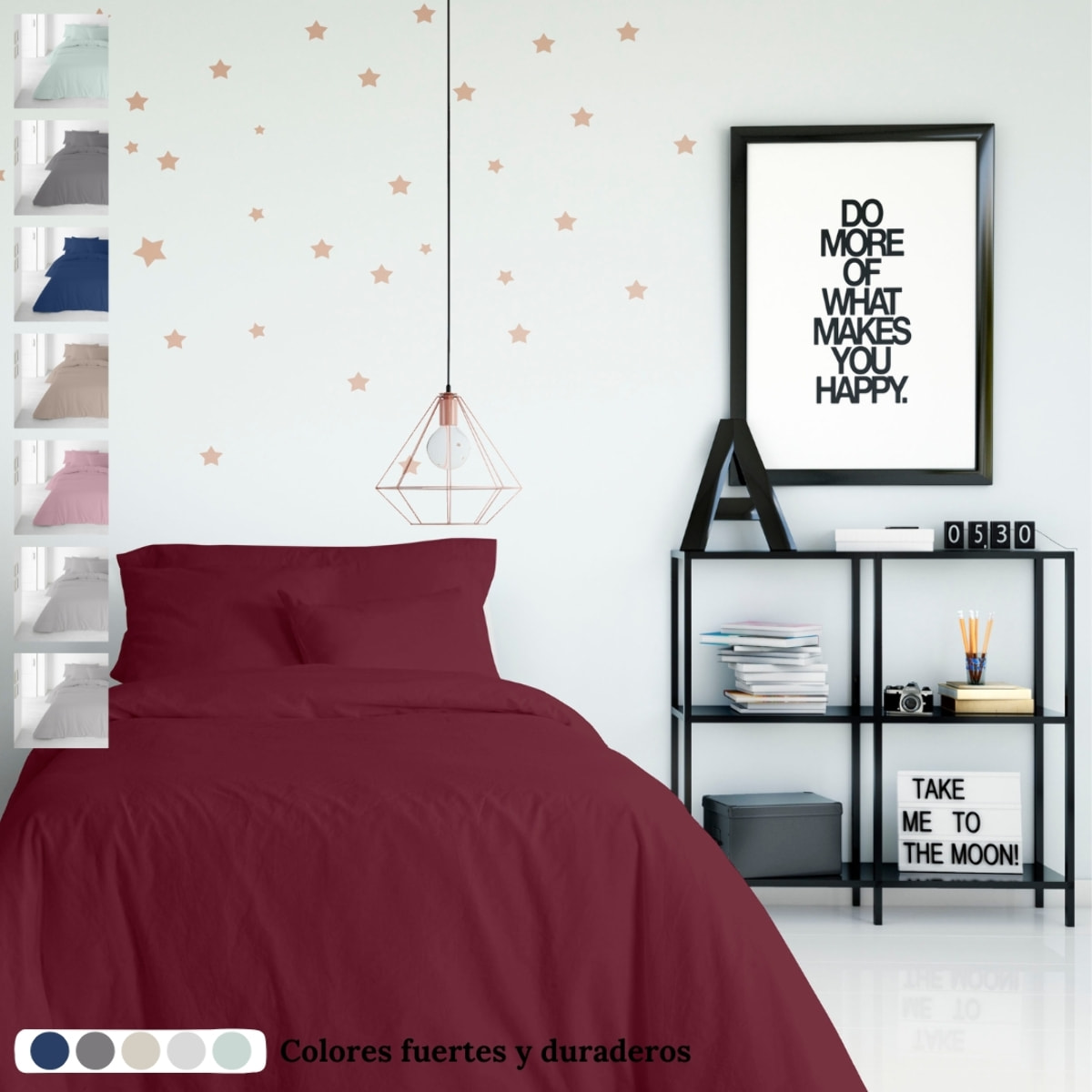 Icehome - Funda Nórdica Lisa - 100% Microfibra - Incluye 1/2 Fundas de Almohada - Burdeos