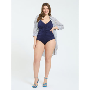 Fiorella Rubino - Traje de baño entero con drapeado y detalle luminoso - Azul