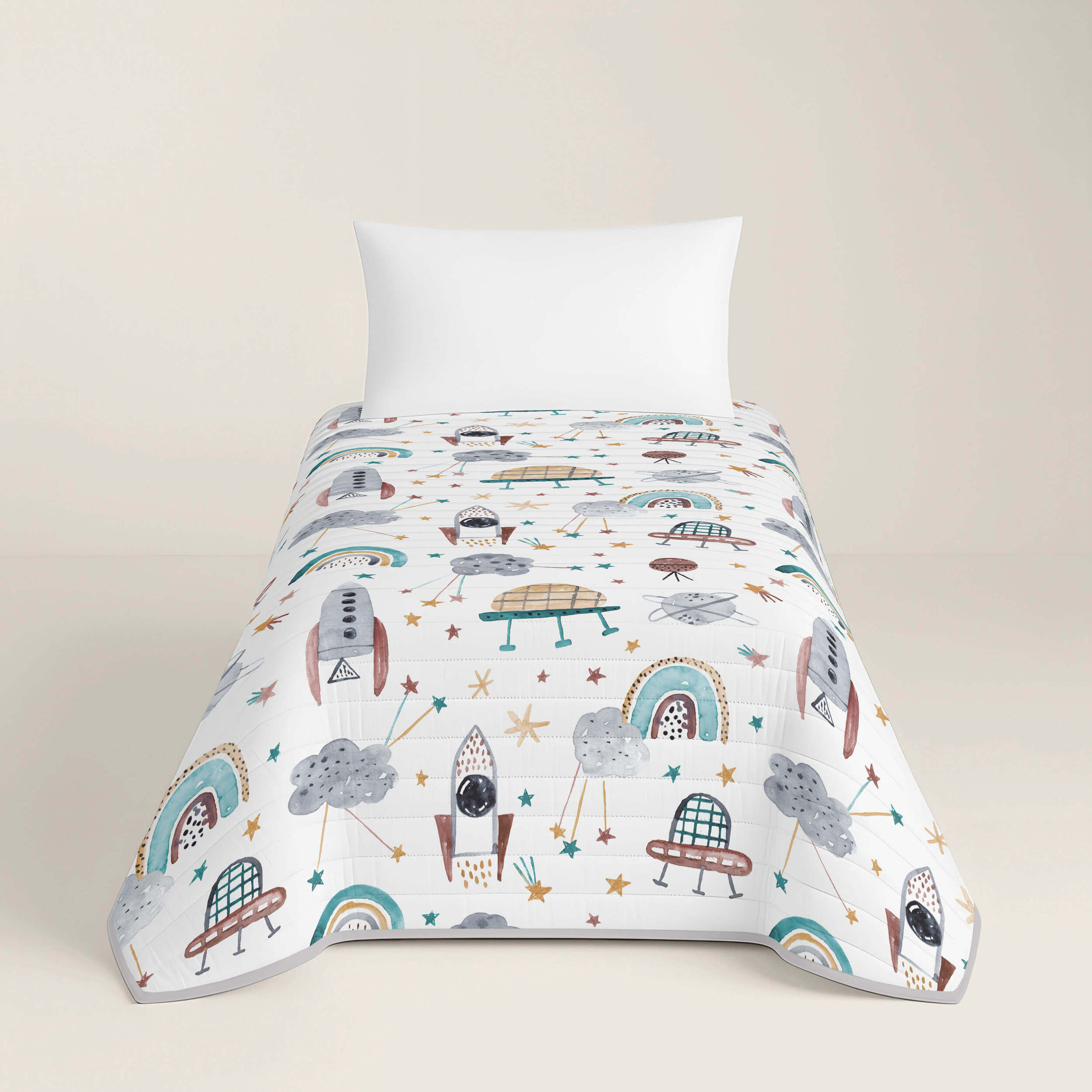 Colcha Bouti Estampada - 2 Piezas - 100% Poliéster - Microfibra - Infantil - 70 gr/m² - Rocket