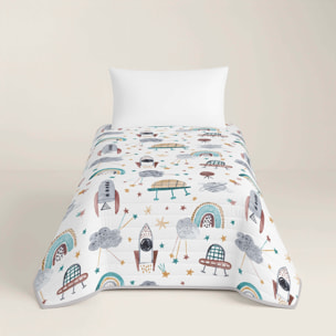 Colcha Bouti Estampada - 2 Piezas - 100% Poliéster - Microfibra - Infantil - 70 gr/m² - Rocket