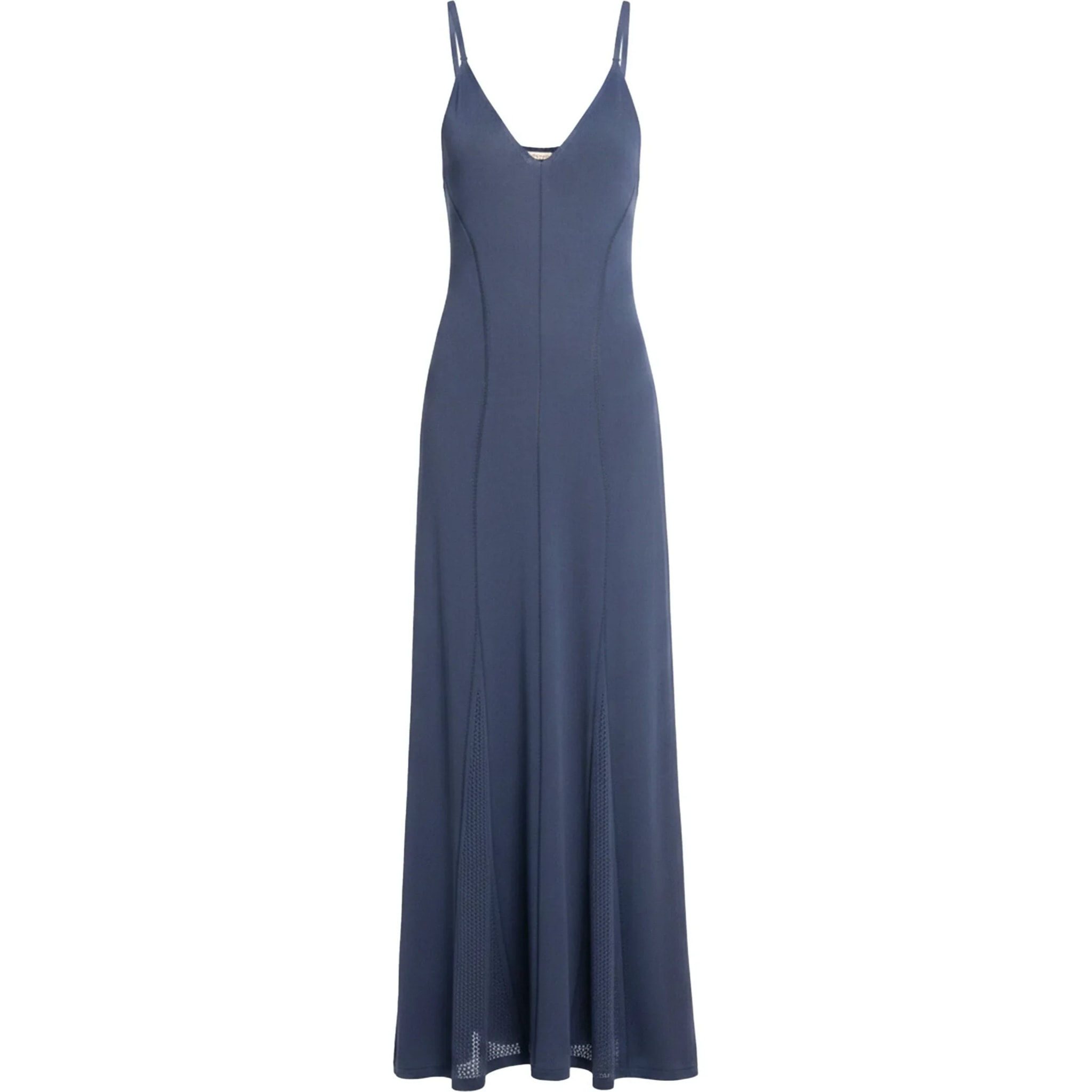 Vestido largo de punto con godets