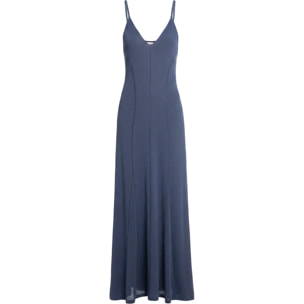 Vestido largo de punto con godets