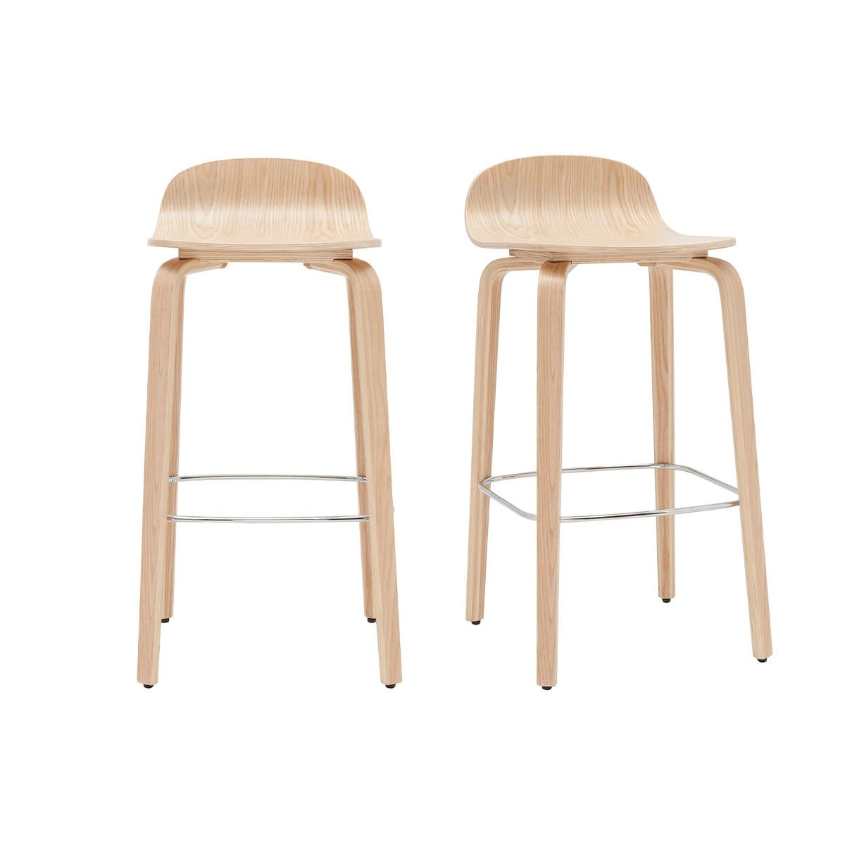 Tabourets de bar scandinaves bois chêne H68 cm (lot de 2) OBRA