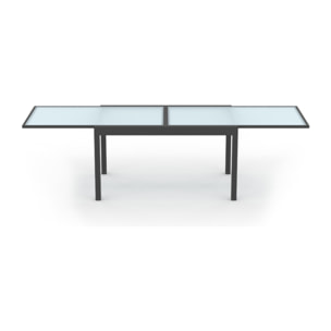 Table de jardin extensible 135-270cm verre trempé