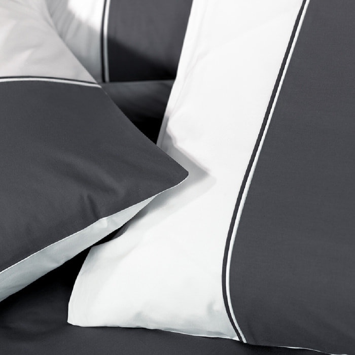 Housse de couette Capri ardoise blanc